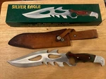 Silver Eagle Knife 15 7855 Wood Handle W/leather Sheath In Box. Fixed Price $7.20.