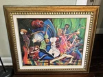 Brown Wood Picture Frame 23X27 Wall Mounted Clear Glass Rear-loading Music. Fixed Price $3500.00.