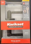 Kwikset Perth Square Matte Black Keyed Entry Door Handle W/ Smartkey Security. Fixed Price $23.50.
