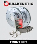 Front Brakenetic Sport Drill Slot Rotors + Ceramic Pads BSK76981. Fixed Price $229.00.