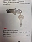 All 1935-1965 Cadillac's Ignition Lock LC1420. Fixed Price $20.00.